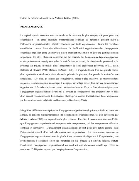 Exercice Exemple de problematique recherche Extrait de mémoire de