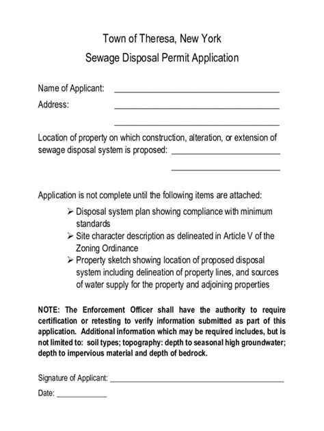 Fillable Online Application For Sewage Disposal Fax Email Print