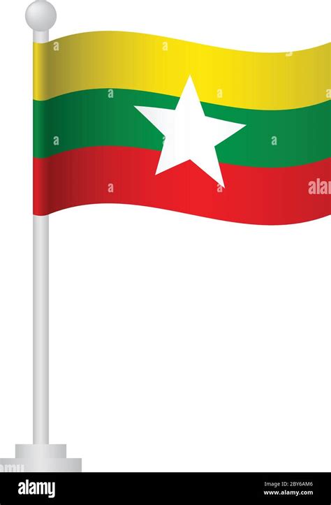 Burma flag. National flag of Burma on pole vector Stock Vector Image ...