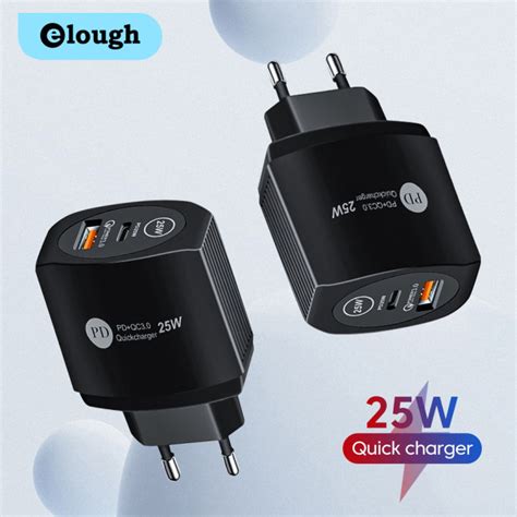 Elough Dual Ports USB Charger PD 25W Type C Charger Head Fast Wall