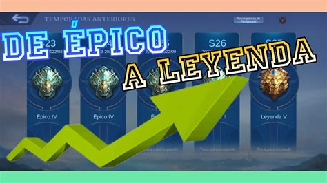 Como Subir De EPICO A LEYENDA En MOBILE LEGENDS YouTube