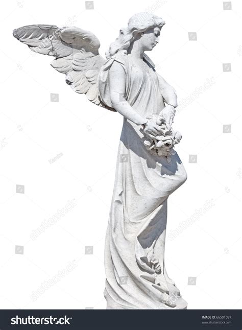 Statue Angel Flowers Isolated On White Stock Photo 66501097 | Shutterstock