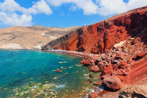 Red Beach on Santorini Island, Greece. Volcanic Rocks Stock Photo ...