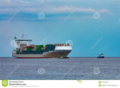 Grey Container Ship Underway Stock Photo Image Of Commercial