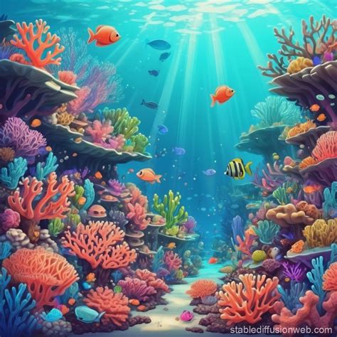 cute art style coral reef stable diffusion