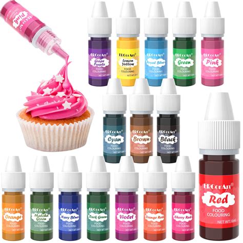 Food Coloring Liquid - ERCorArt 16 Colors Food Coloring, Food Grade Vibrant Food Dye, Tasteless ...