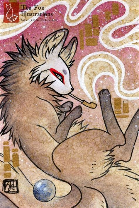 Smoke 4 Kitsune Fox Yokai Magic Japanese Asian Style 4x6 Fine Art