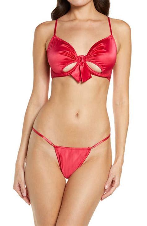 Coquette Satin Underwire Bra And Thong Set Editorialist