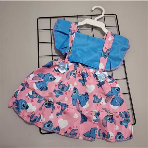 Vestido Infantil Linha Baby Temático Mesversário Stitch Personagens