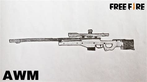 How To Draw Awm Free Fire Gun Draw Awm Gun From Free Fire Tutorial