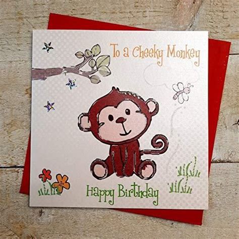 White Cotton Cards Cheeky Monkey To A Urodziny Ręcznie Wykonany Ceny