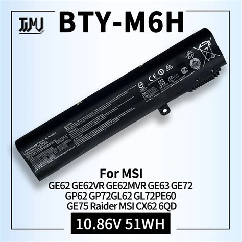 BTY M6H Laptop Battery For MSI GE62VR GE63 GE63VR GE72VR GE73 GE73VR