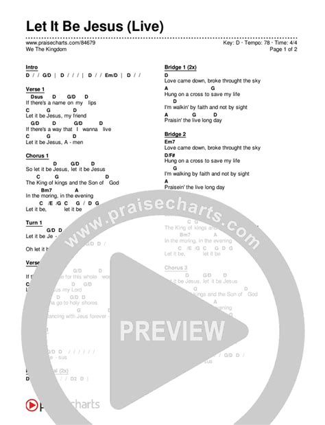 Let It Be Jesus Live Chords Pdf We The Kingdom Praisecharts