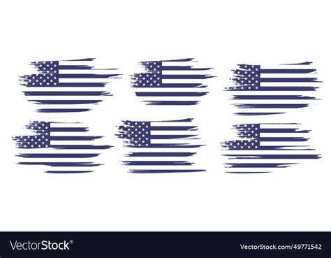 American flag silhouette grunge usa flag set vect Vector Image