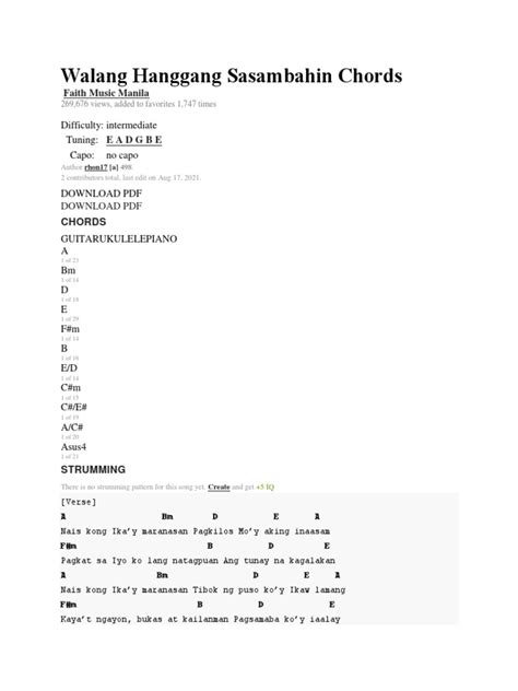 Walang Hanggang Sasambahin Chords | PDF