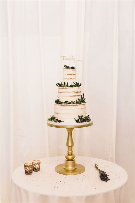 Semi Naked Wedding Cake At Priory Cottages Barn Wedding Venue Barn