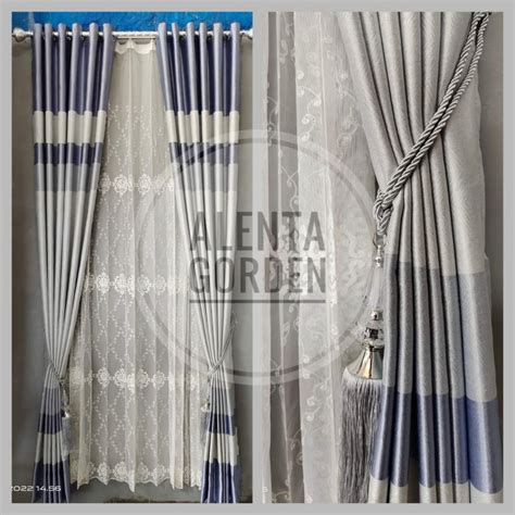 Jual Gorden Blackout Import Warna Biru Motif Pelangi Untuk Jendela