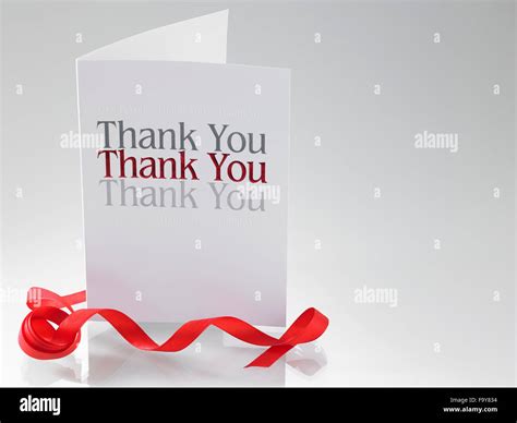 Thank you card with the ribbon Stock Photo - Alamy