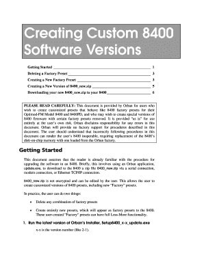 Fillable Online Creating Custom 8400 Software Versions Orban Fax