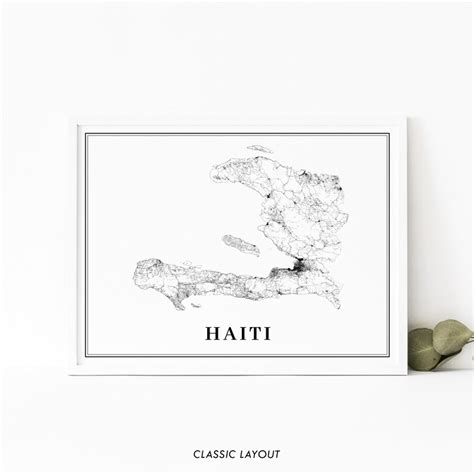 Haiti Map Print Road Map Art Poster Haïti Ayiti Hayti Etsy