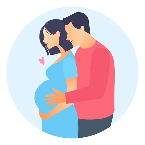 Premium Vector Pregnant Woman With Her Husband Pregnancy Drawing