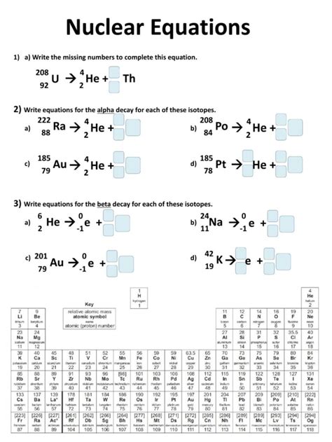 Writing Nuclear Equations Worksheet Printable Worksheets