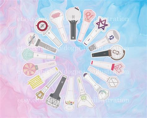 Kpop Light Stick Stickers 275 Bts Exo Nct Etsy