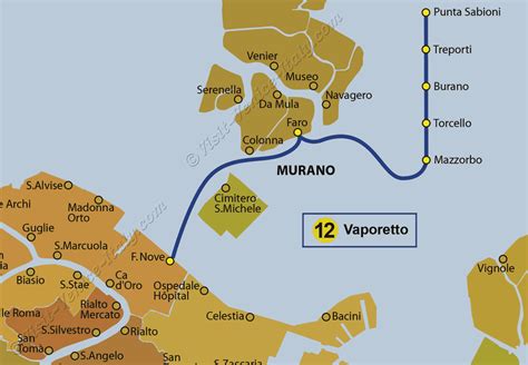 Water Bus Venice Vaporetto Map of Line 12 ACTV