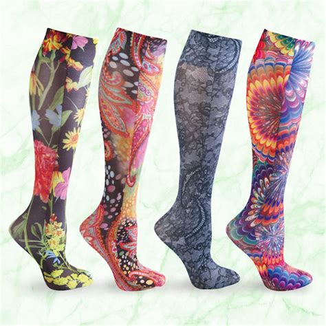 Printed Mild Compression Knee High Stockings Women S At Support Plus Fd5922