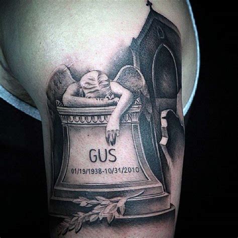 50 Tombstone Tattoos For Men Memorial Stone Designs