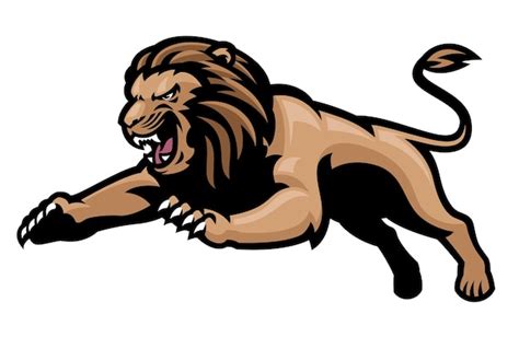 Premium Vector Lion Jumping Mascot Isolated On White