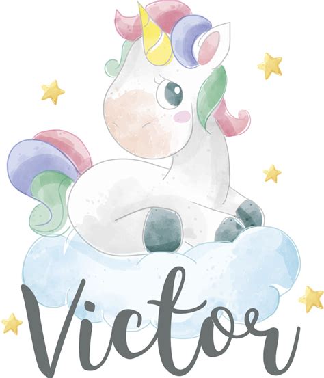 Vinilo Decorativo Personalizable Unicornio Acuarela Nubes TenVinilo