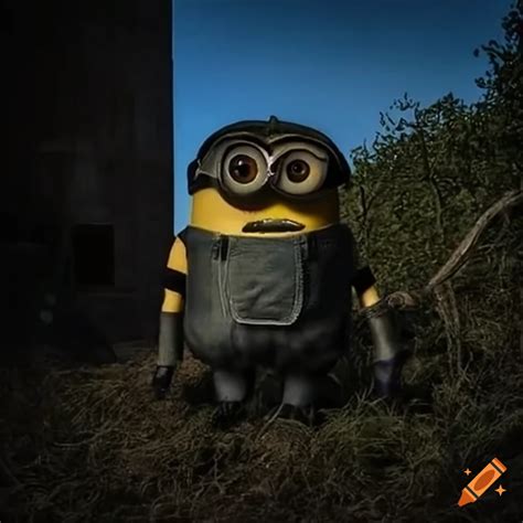 Minion In Fallout Survivor Costume In Abandoned Technological Ruins On