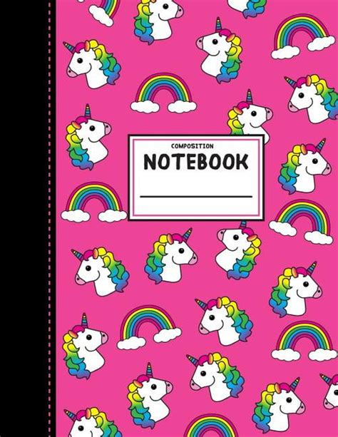 Dani Kates Composition Notebook Unicorns And Rainbows Pink Wide Ruled Notebook For Girls 112