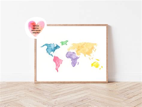 Colorful Educational Printable World Map Homeschooling World - Etsy