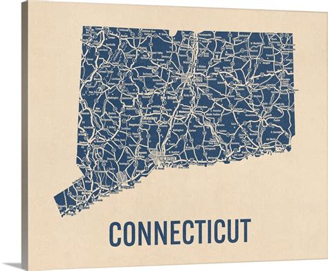 Vintage Connecticut Road Map 1 Wall Art, Canvas Prints, Framed Prints ...