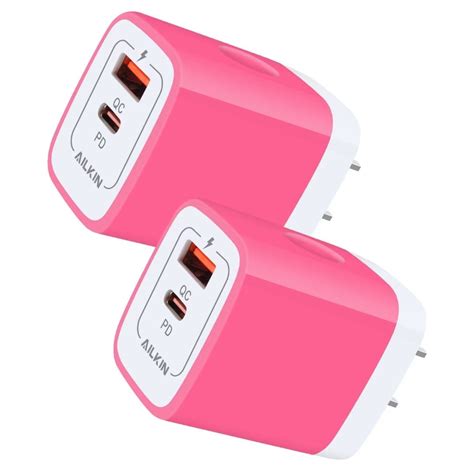 Usb C Block2pcs Ailkin 20w Pd Type C Charger Block Qc30 Dual Usb Wall Charger Adapter Plug Usb