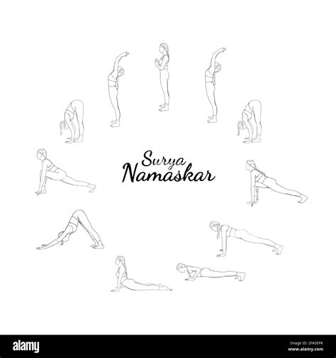 Sun salutation steps surya namaskar Black and White Stock Photos & Images - Alamy