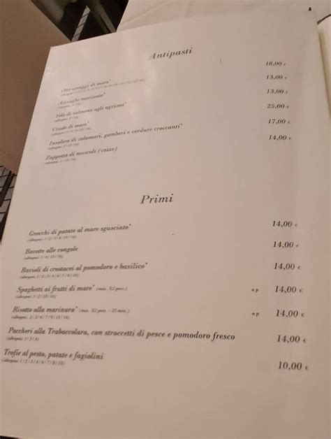 Menu Da Ristorante Il Frantoio Lerici Lerici