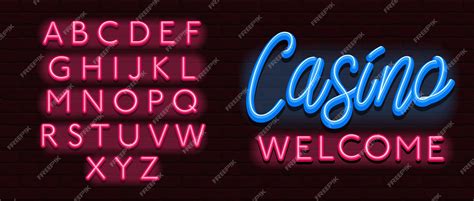 Premium Vector | Neon font alphabet font bricks wall casino