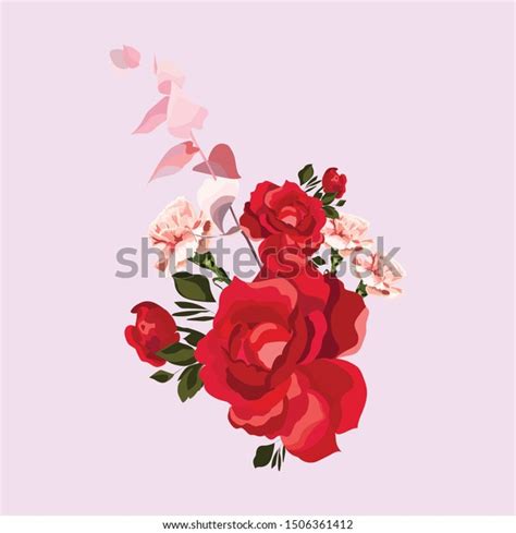 Vector Flower Illustration Bouquet Flowers Rose Stock Vector Royalty