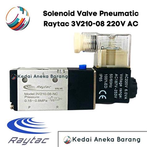 Jual Solenoid Valve Raytac 3V210 08 NC 220V 110V AC 24V 12V DC