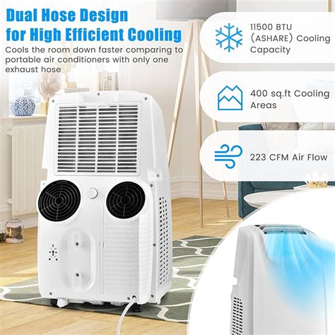 Dual Hose Portable Air Conditioner Powerful Cooling And Dehumidification