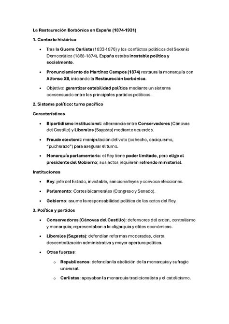Restauración Borbónica En España 10