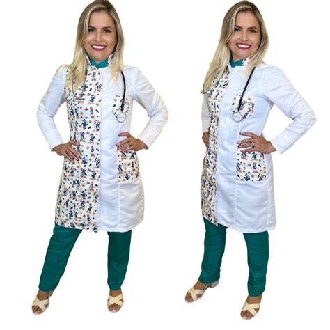 Jaleco Gabardine Pediatria Enfermagem Personagem Infantil Shopee Brasil