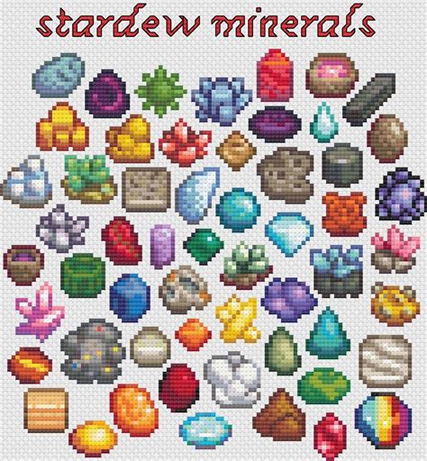 Stardew Minerals Cross Stitch Pattern Etsy In Cross Stitch