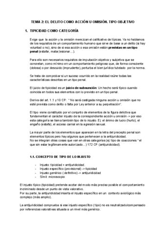 Tema El Delito Como Accion U Omision Tipo Objetivo Pdf