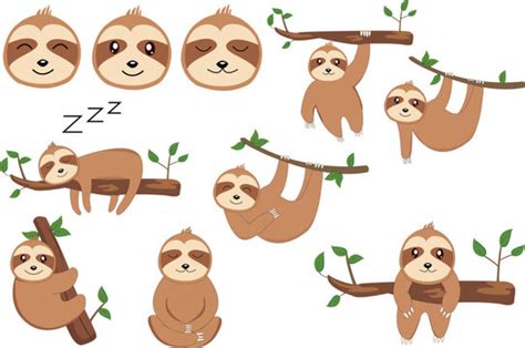 Cute Sloth Clipart Set Of Vector Illustration Clip Art Library