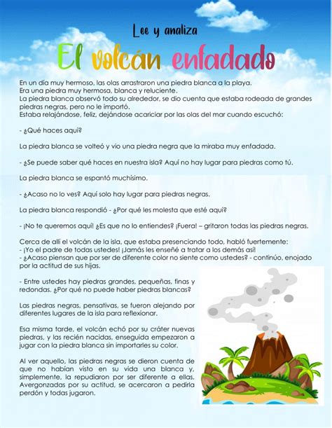 El Volcán enfadado worksheet Enfado Volcanes Libros infantiles