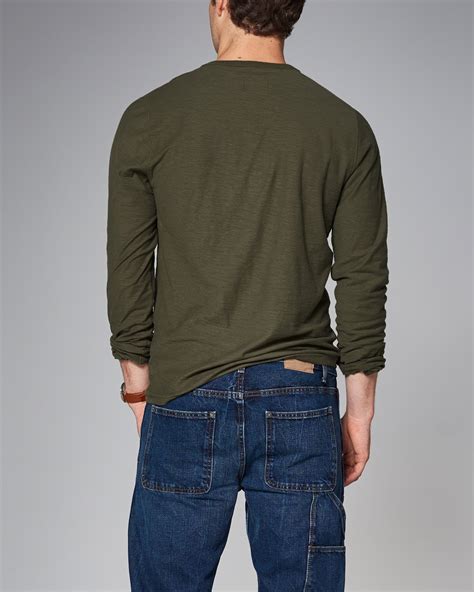 Lyst Abercrombie Fitch Long Sleeve Henley In Green For Men